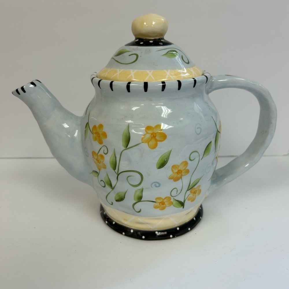 Bella Casa by Ganz Teapot/ Art Pottery Tea Pot/ never used  tag still on bottom